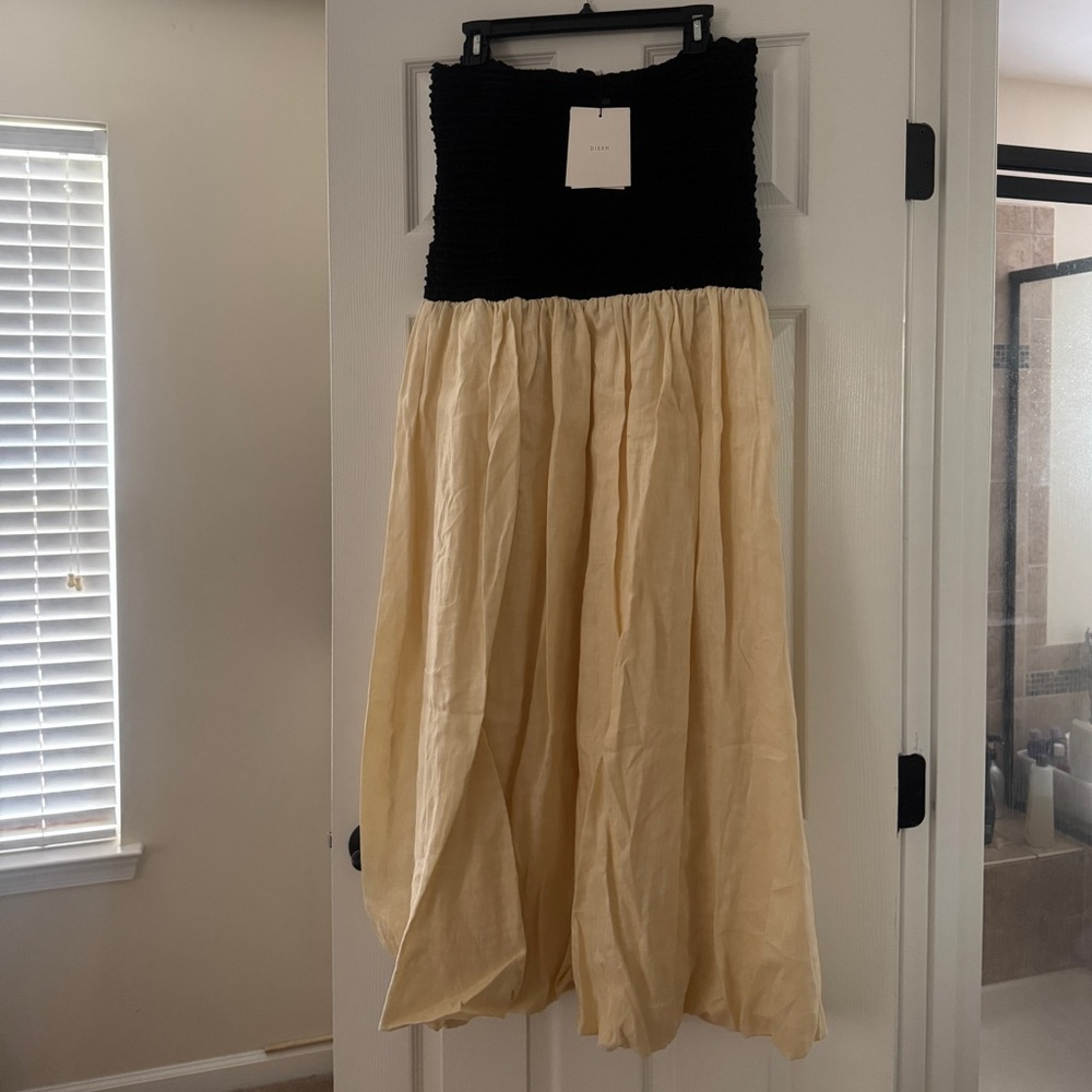 DISSH linen strapless midi dress